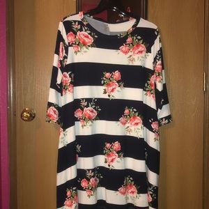 Navy stripes and floral tunic